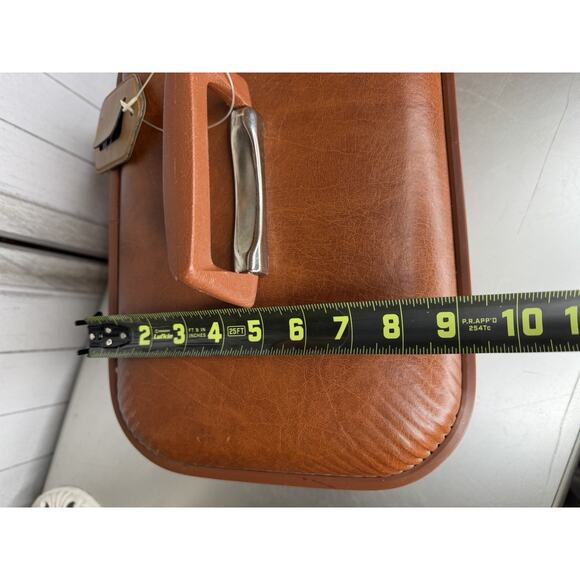 Vintage Cognac Brown Train Case Makeup Vanity Case Top Handle 70s 80s Luggage - Picture 7 of 7